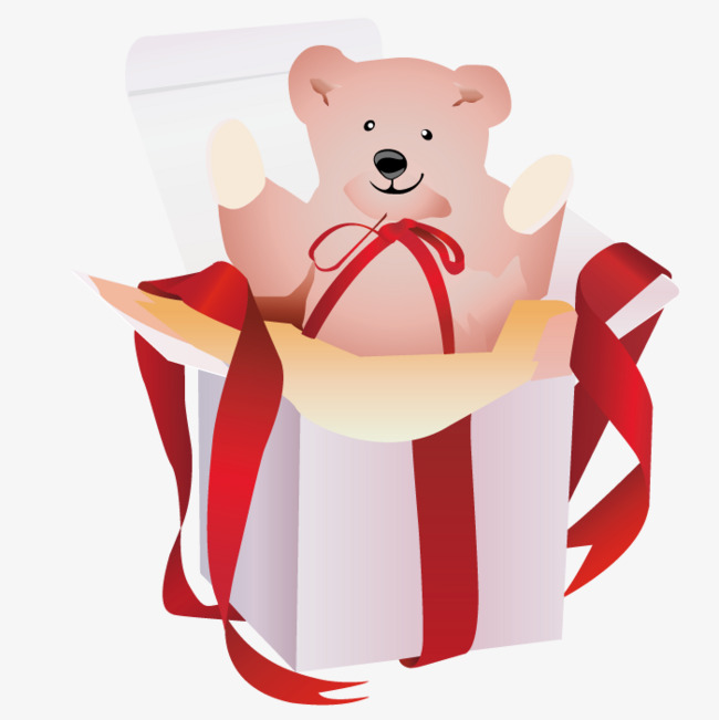 小熊礼物盒子矢量图片