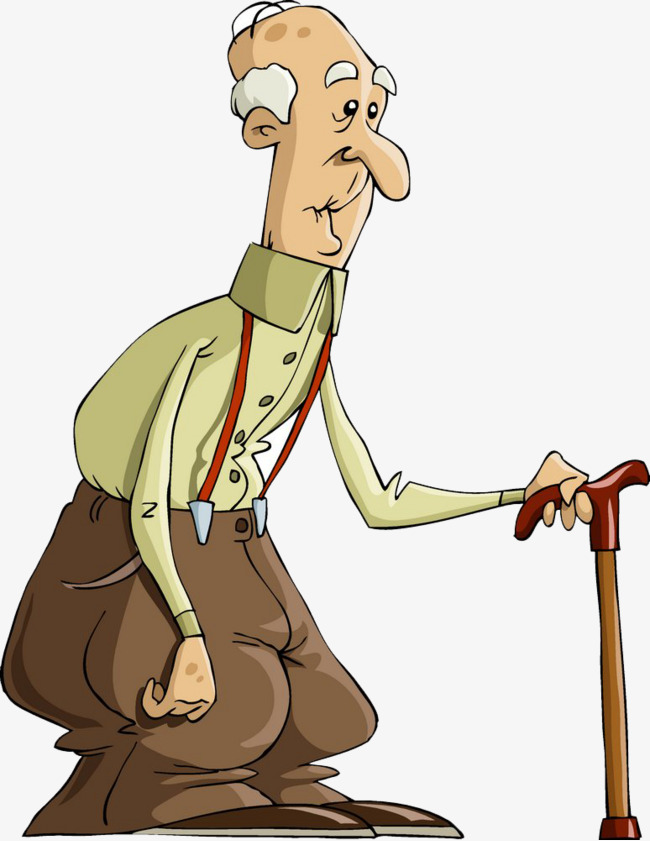 杵着拐杖的老爷爷