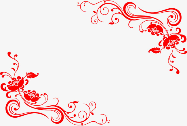 红色喜庆牡丹图样边框png素材-90设计