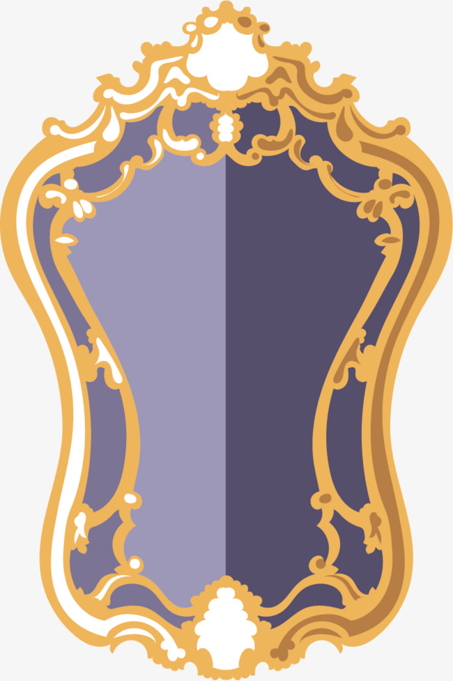 矢量金色边框镜子素材