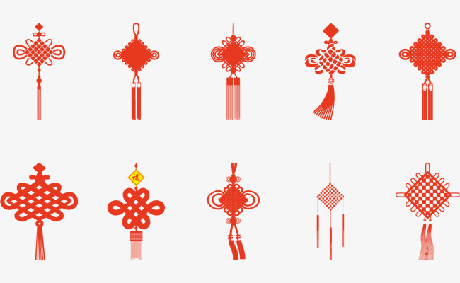 手绘矢量新年手拿福字中国结牛牛元素设计