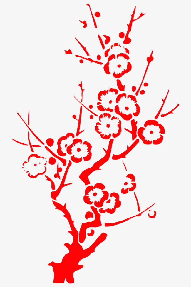 剪纸梅花【高清装饰元素png素材】-90设计