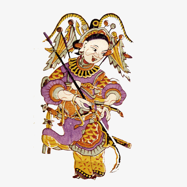 卡通手绘刀马旦戏曲京剧国粹穆桂英挂帅人物