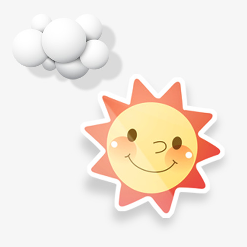 立夏太阳和云朵可爱卡通png素材