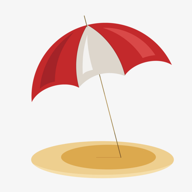 沙滩沙雕遮阳伞小红旗