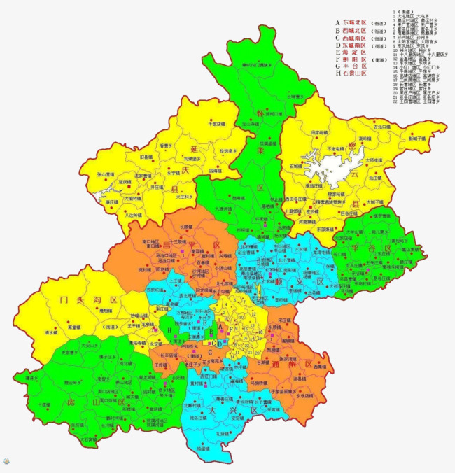 彩色北京地图