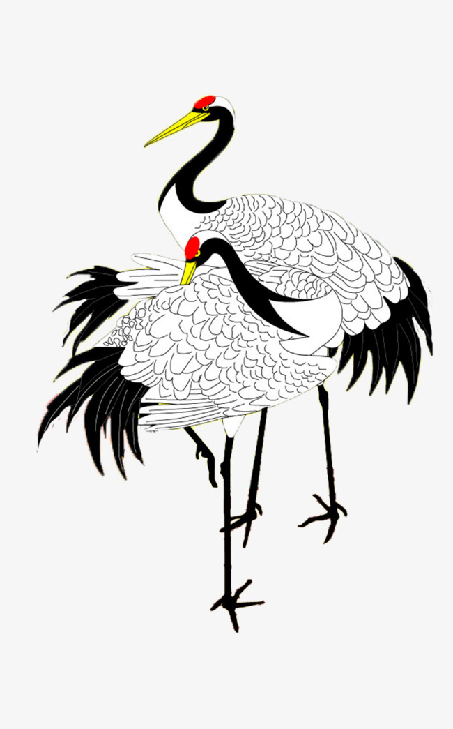 两只松鹤png素材-90设计
