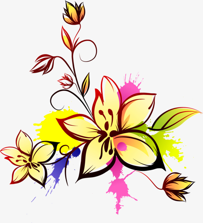 矢量手绘彩色花纹