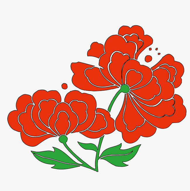 红色的芍药花矢量素材