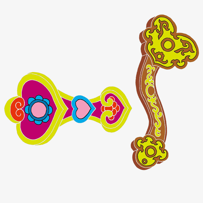 手绘矢量玉如意素材