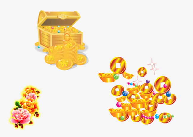 金色金银财宝铜钱插画