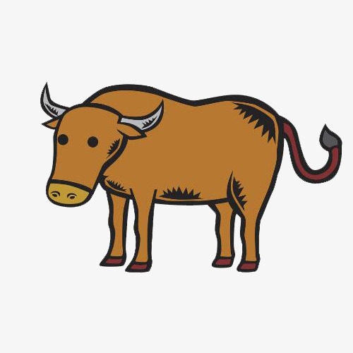 手绘插画免抠元素卡通福字睡觉的牛