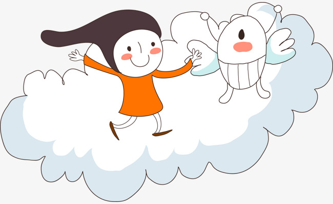 矢量云朵上的嬉戏