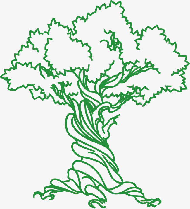 描线参天大树矢量图