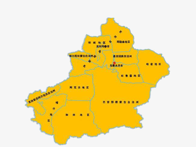 新疆橙色地图