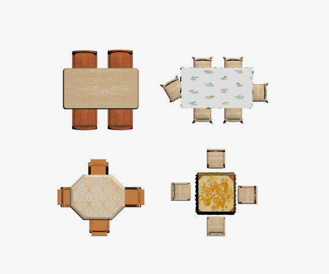 平面餐桌png素材-90设计