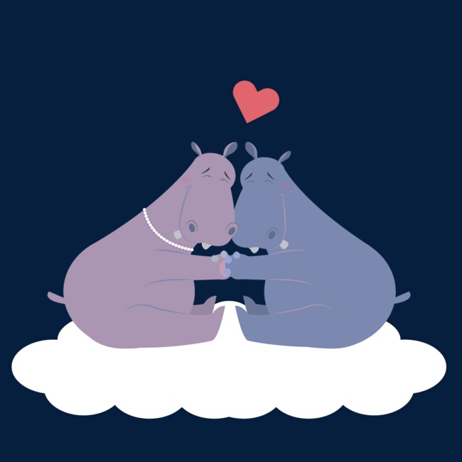 矢量爱情河马