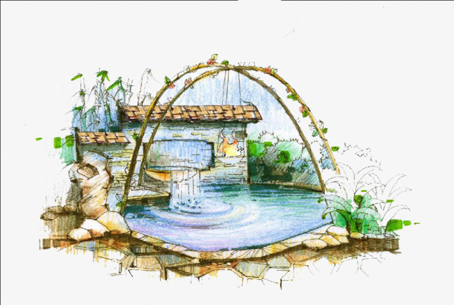 手绘温泉设计