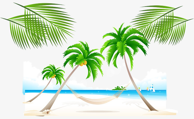 夏季椰子树海边海报背景素材