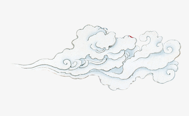 蓝白手绘勾勒祥云