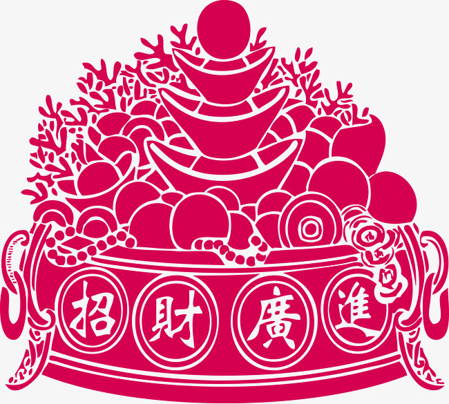 招财广进矢量聚宝盆【高清装饰元素png素材】-90设计