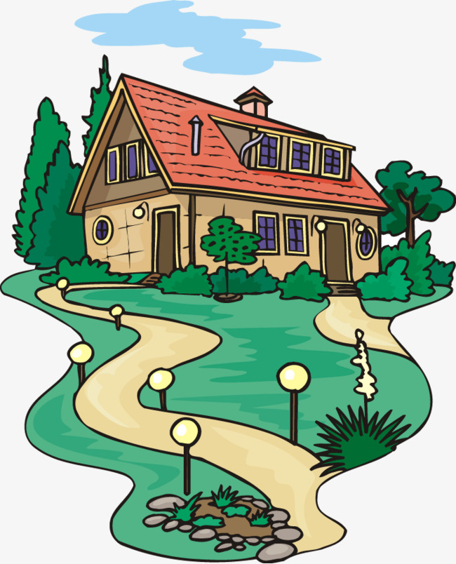 卡通别墅房子的图画图片