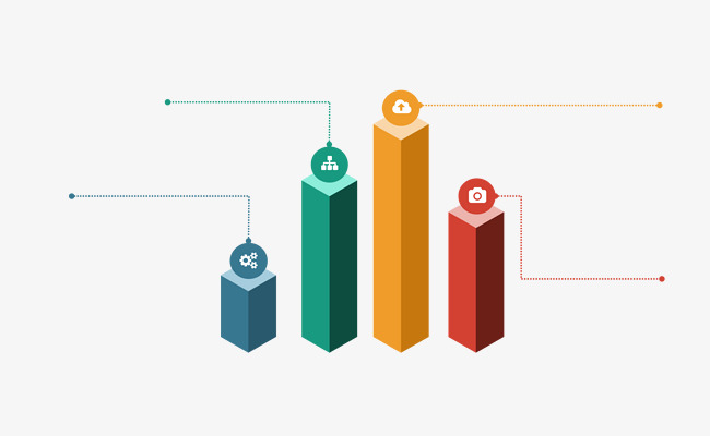 上升柱状图立体表格ppt素材免扣