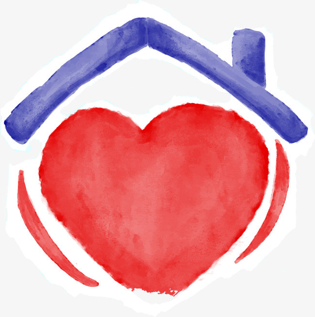 矢量手绘心形房屋