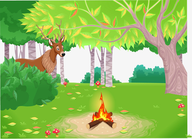 卡通手绘风格矢量松树绿色森林元素