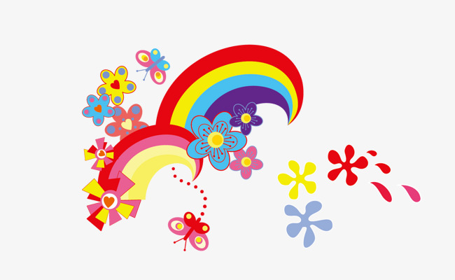 矢量彩虹花朵素材