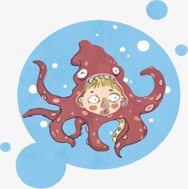 手绘创意节日章鱼鼓插画【免抠元素png】-90设计网