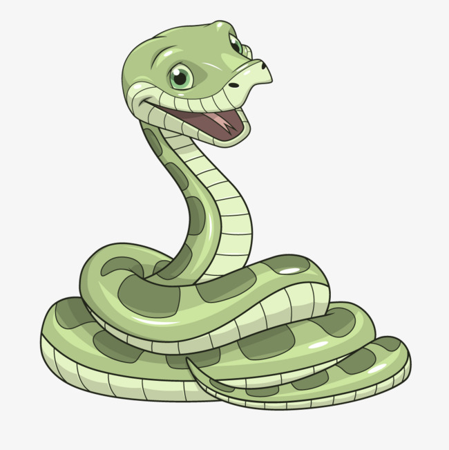 绿色卡通微笑青蛇