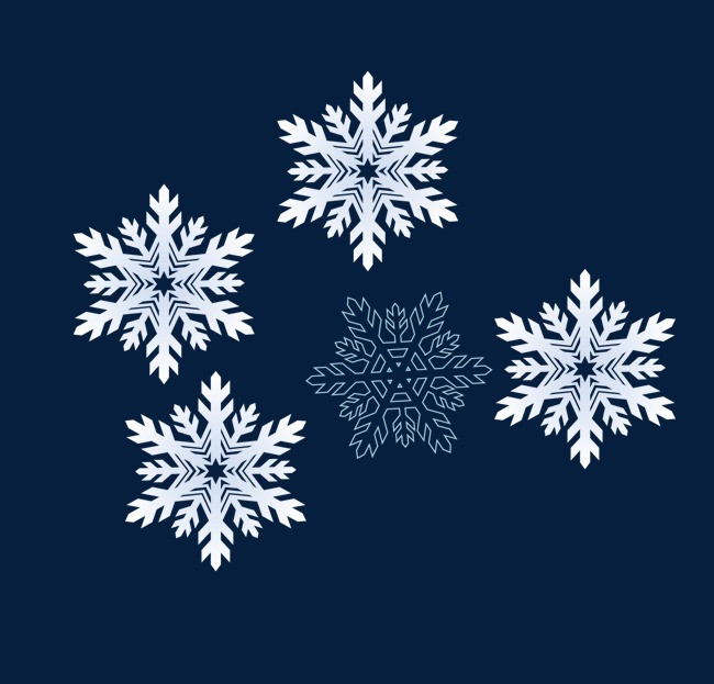 手绘白色的雪片矢量素材