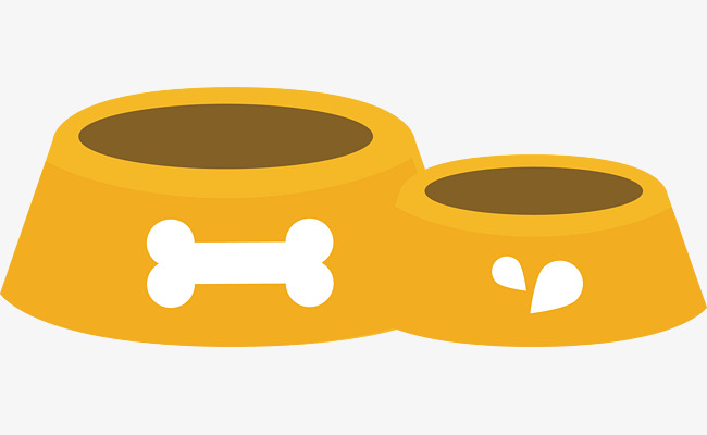 矢量黄色狗食盆