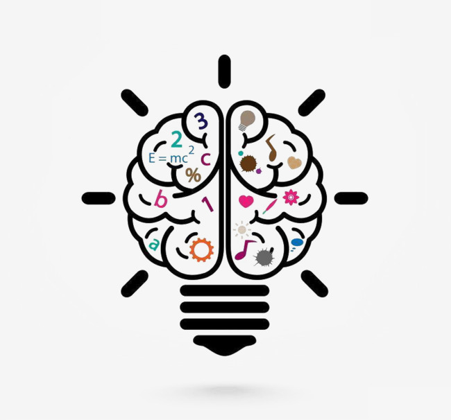 有创意的脑子灯泡设计元素