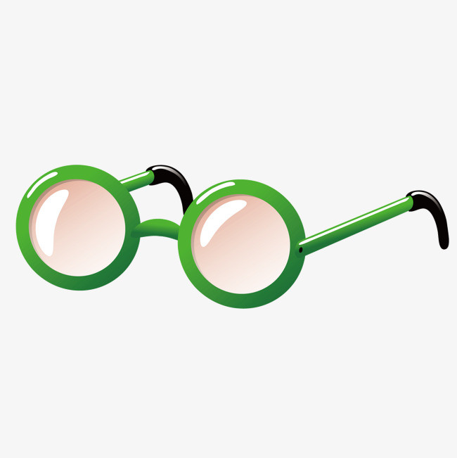 矢量圆形绿色眼镜png素材-90设计