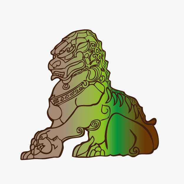 卡通渐变石狮像