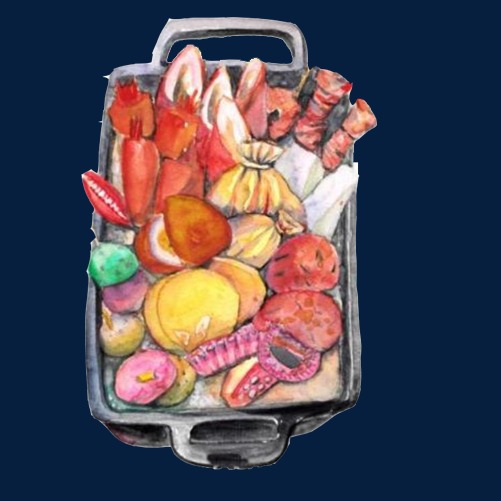 大盘烤肉手绘画素材图片