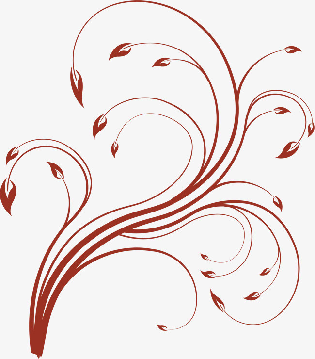 红色藤蔓花纹矢量图