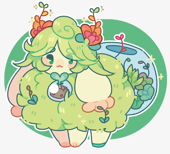 卡通戴绿帽的小精灵矢量素材