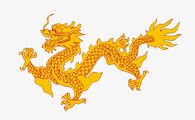 手绘金色龙