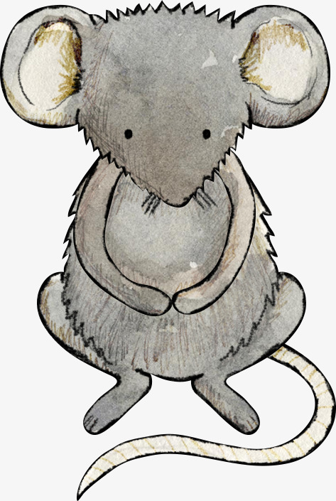 灰色小老鼠卡通手绘插画