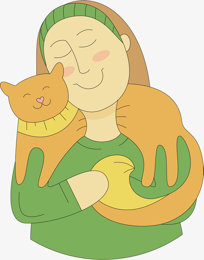 卡通女主人和猫咪