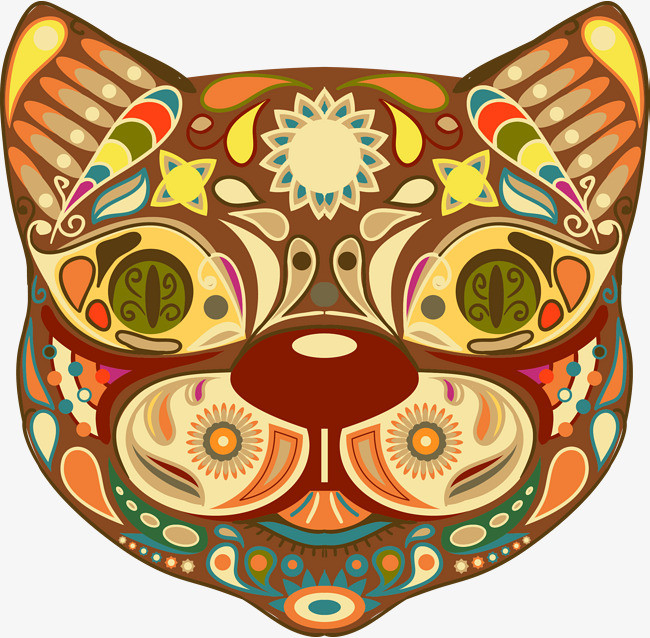 矢量手绘图腾猫