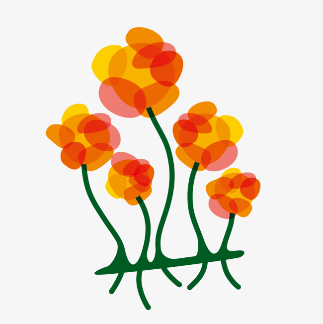 矢量红色花卉卡通装饰