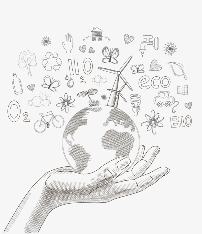 手绘保护地球创意环保素描