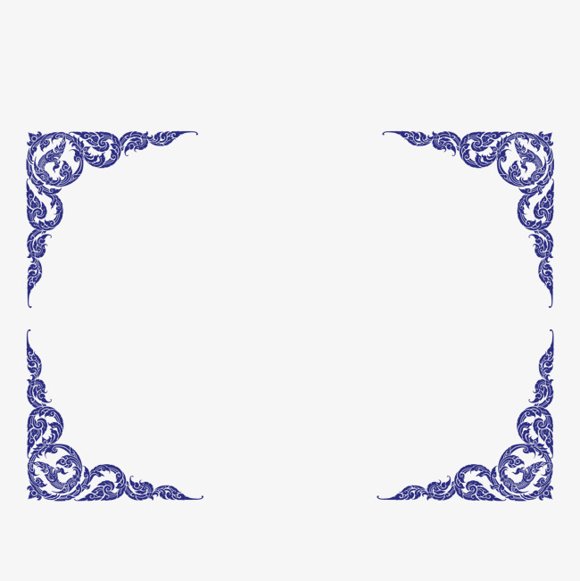 矢量蓝色青花瓷装饰边框