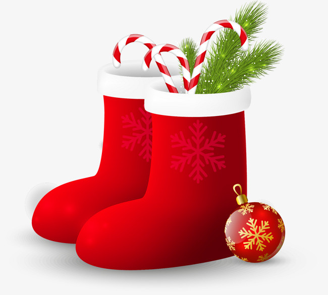 圣诞帽子圣诞鞋圣诞树红色卡通圣诞帽