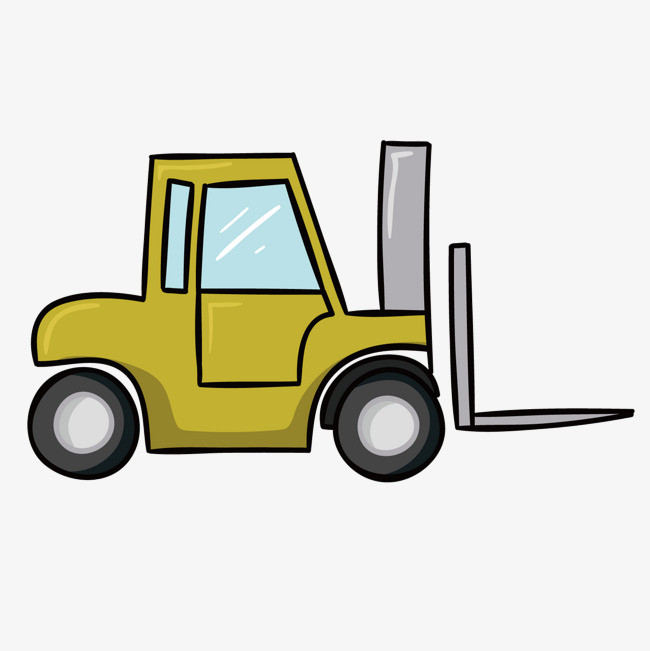 矢量卡通黄色叉车扁平手绘