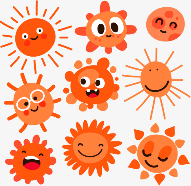 橙色卡通太阳装饰图案